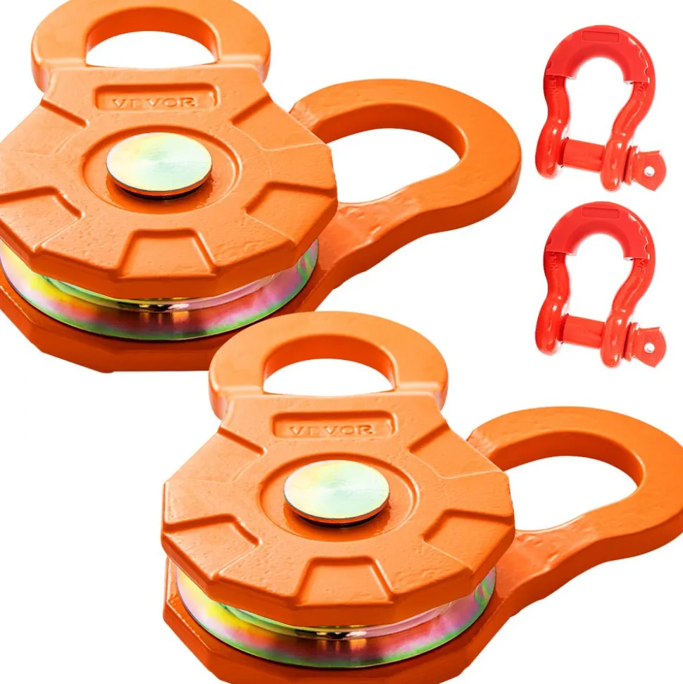 VEVOR Snatch Block, 11T/25,000 LBS Working Load Limit, Heavy Duty Winch Pulley for 0.55"/14 mm Synthetic Rope or Soft Shackles, Off-Road Recovery Accessories for Tractor, Truck, ATV & UTV, 2 Packs