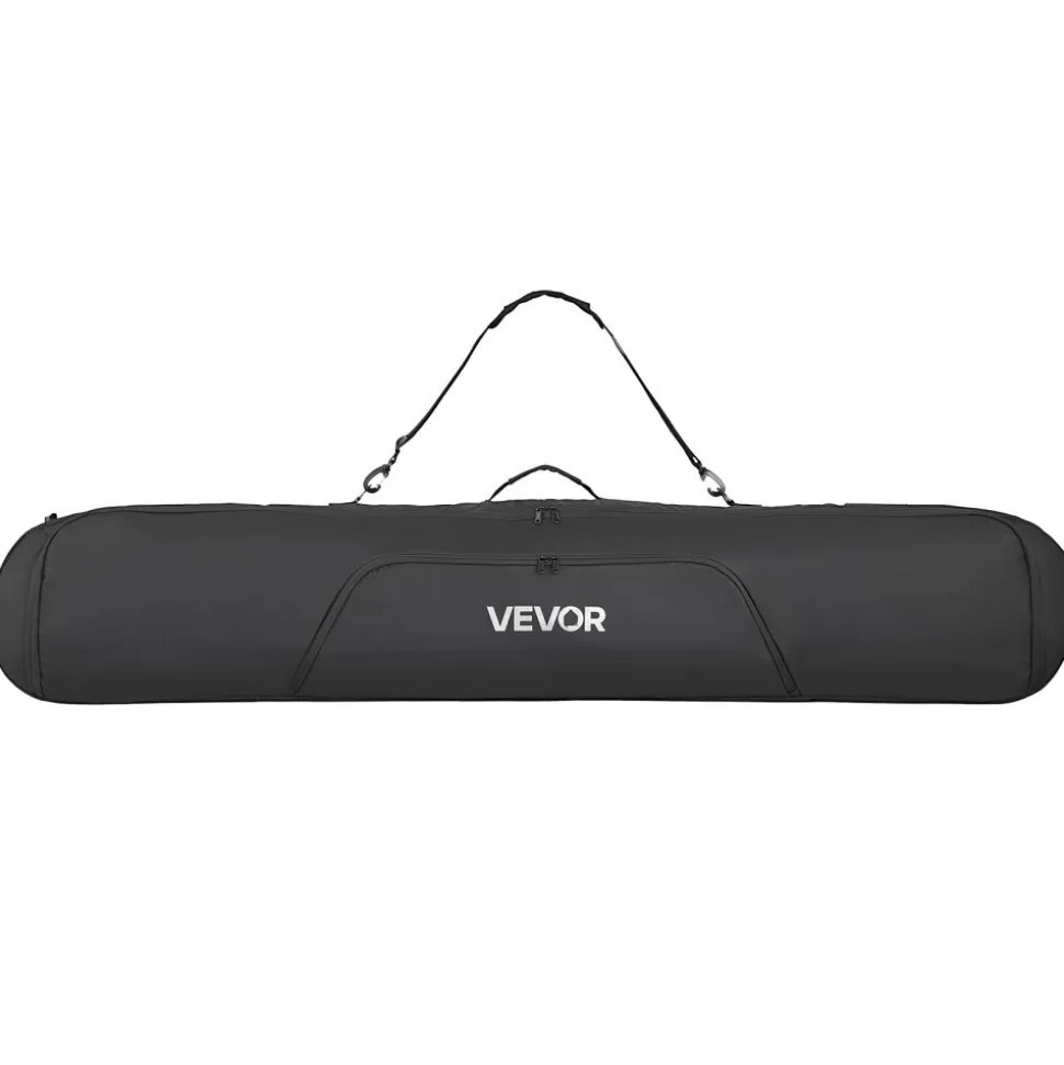VEVOR Snowboard Bag, Up to 65 in/165 cm, Padded Skis & Snowboards Bag for Air Travel, 600D Waterproof Oxford Fabric, with Adjustable Inner Straps, for Skis Poles Goggles Gloves Helmet Boots (Black)