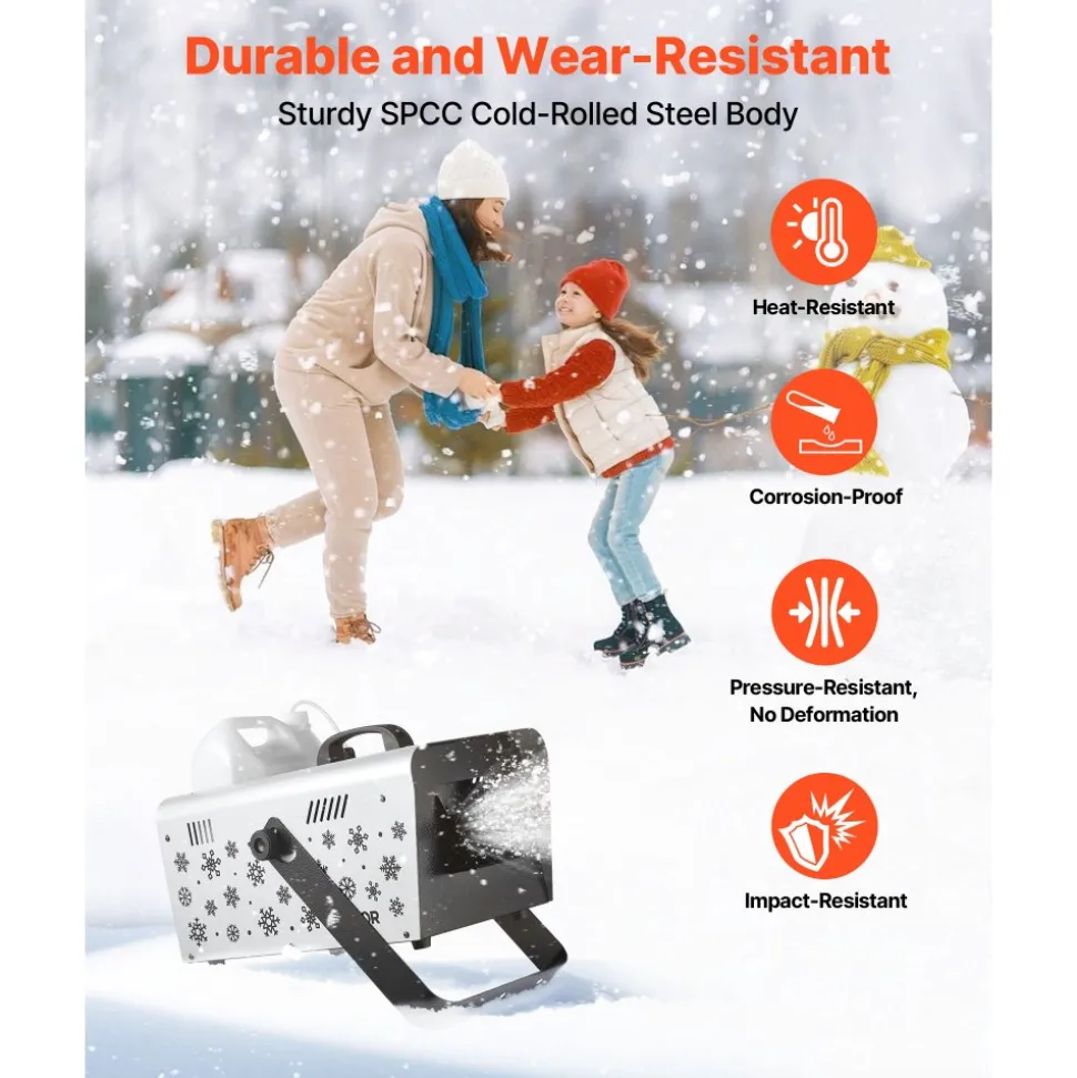 VEVOR Snow Machine, 1500W Handheld/Hanging Snow Maker By Wireless Remote Control, Portable Snowmaking Machine, High Output Snowflake Maker with 5L Tank for Christmas Party Wedding Stage Effects