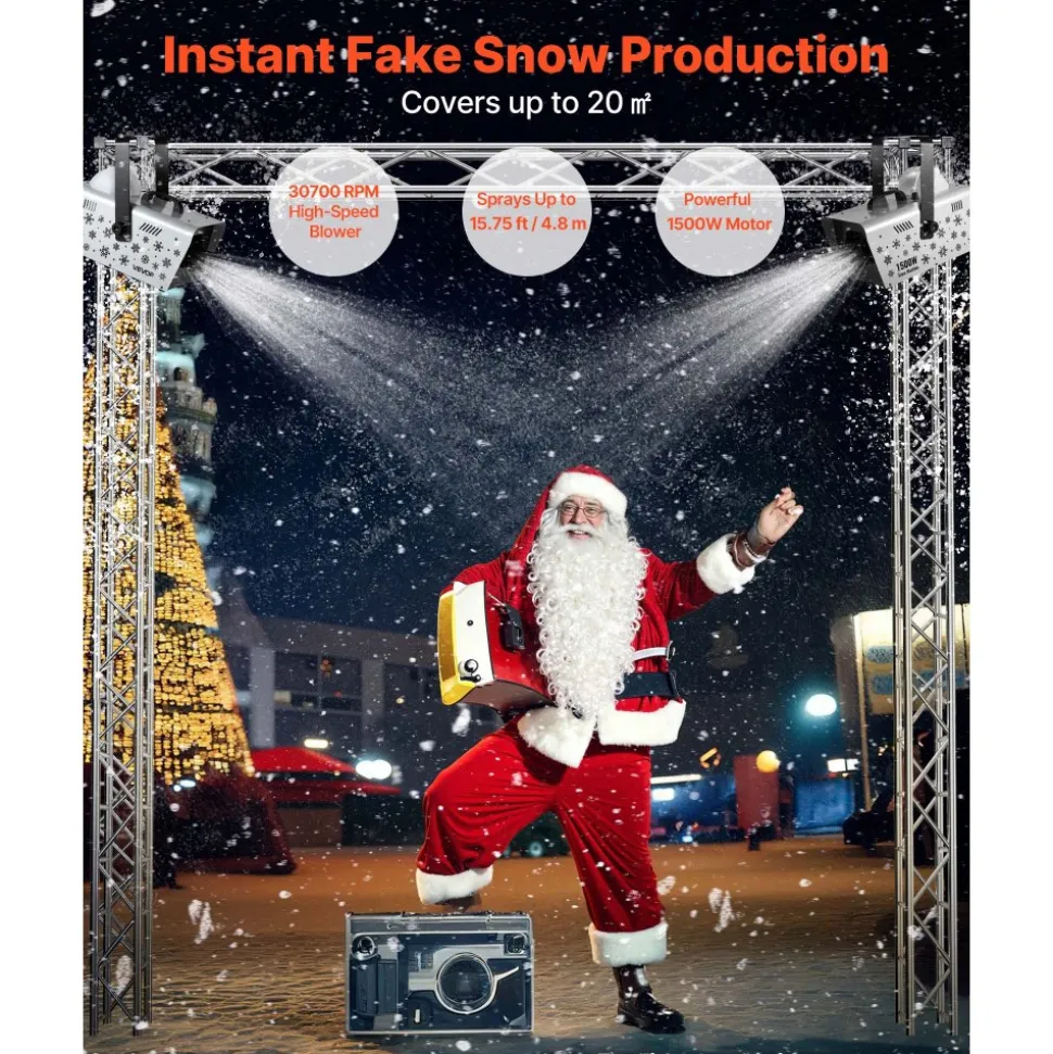 VEVOR Snow Machine, 1500W Handheld/Hanging Snow Maker By Wireless Remote Control, Portable Snowmaking Machine, High Output Snowflake Maker with 5L Tank for Christmas Party Wedding Stage Effects