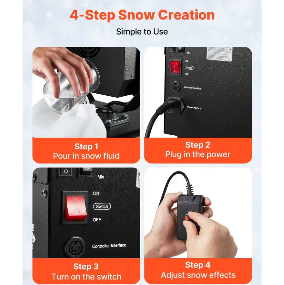 VEVOR Snow Machine, 2000W 90°Shaking Head Snow Maker by Wireless/Wired Remote Control, High Output Snowmaking Machine Coverage up to 25 ㎡ with 5L Tank for Christmas Wedding Parties