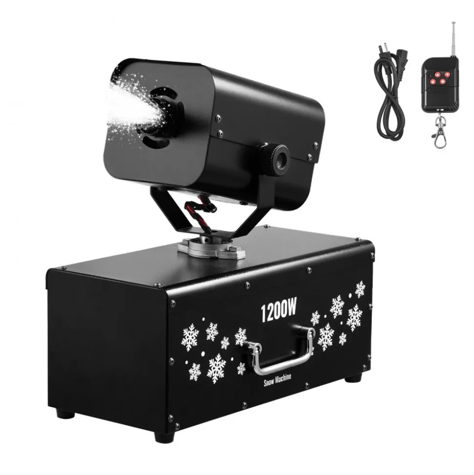 VEVOR Snow Machine, 1200W 90° Shaking Head Snow Maker with Wireless Remote Control, High Output Snowmaking Machine Coverage up to 12 ㎡ for Christmas Wedding Parties Stage Snowflake Effect