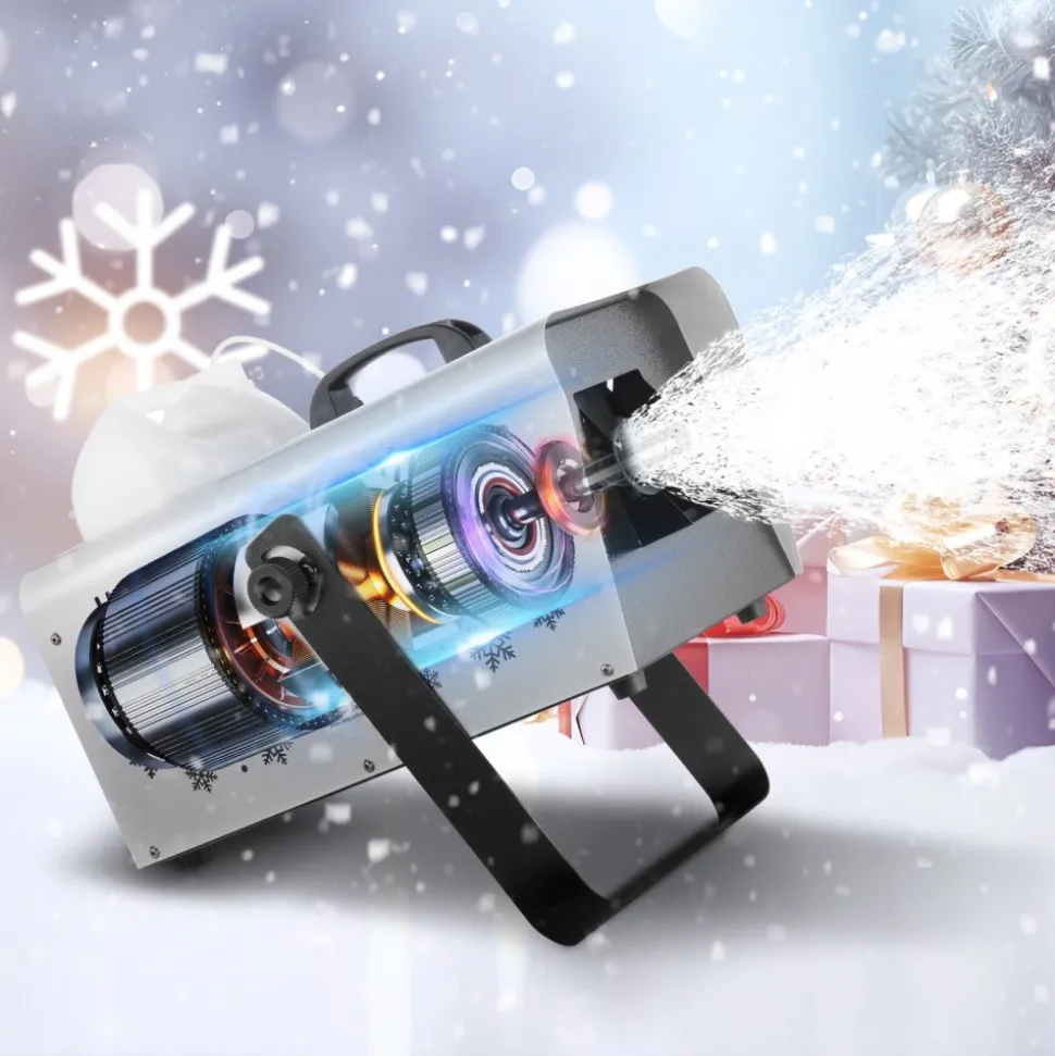 VEVOR Snow Machine, 1500W Snow Maker Machine with 2 Remotes Control and 5L Large Capacity Water Tank, High Output Snowflake Maker Stage Snow Effect for Christmas, Halloween, Wedding, DJ Parties
