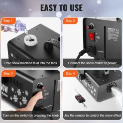 VEVOR Snow Machine, 650W Wireless Remote Control Snow Maker Machine with 1L Tank High Output Portable Premium Artificial Snowflake Machines for Christmas Holidays Parties Wedding Stage Effect