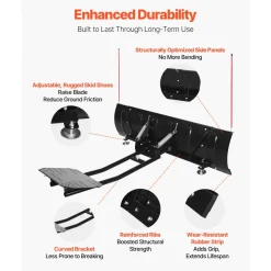 VEVOR Snow Plow Blade, 43 in/72 in Width Adjustable Snow Plow Kit, Easy to Detach, Universal Mount Plowing Attachment with Rubber Flaps, Heavy Duty Steel Blade, Compatible with Most UTV &  ATV