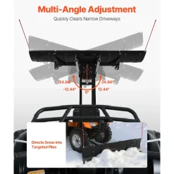 VEVOR Snow Plow Blade, 43 in/72 in Width Adjustable Snow Plow Kit, Easy to Detach, Universal Mount Plowing Attachment with Rubber Flaps, Heavy Duty Steel Blade, Compatible with Most UTV &  ATV