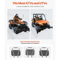 VEVOR Snow Plow Blade, 43 in/72 in Width Adjustable Snow Plow Kit, Easy to Detach, Universal Mount Plowing Attachment with Rubber Flaps, Heavy Duty Steel Blade, Compatible with Most UTV &  ATV