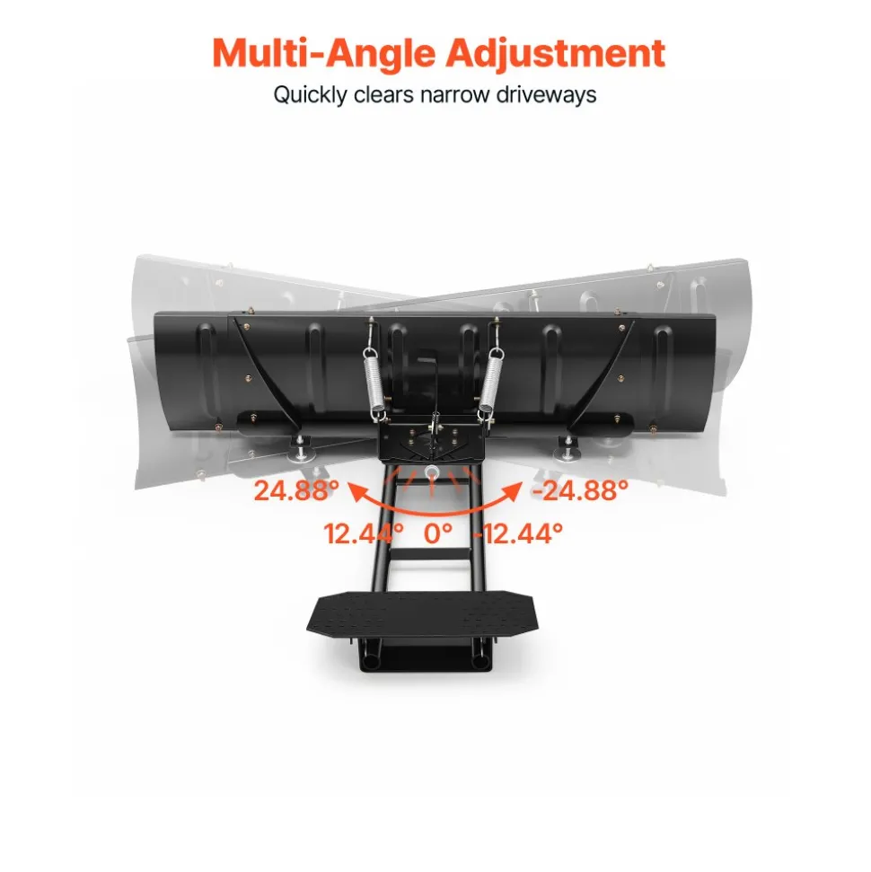 VEVOR Snow Plow Kit 43 in/60 in Width Adjustable Universal Plow Attachment, for Most ATVs and UTVs, Height & Left-Right Adjustable, 3 Mount Options, Steel ATV Scrape Blade, Efficient Snows Clearing