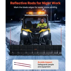 VEVOR Snow Plow Kit 43 in/72 in Width Adjustable Universal Plow Attachment, for Most ATVs and UTVs, Height & Left-Right Adjustable, 3 Mount Options, Steel ATV Scrape Blade, Efficient Snows Clearing