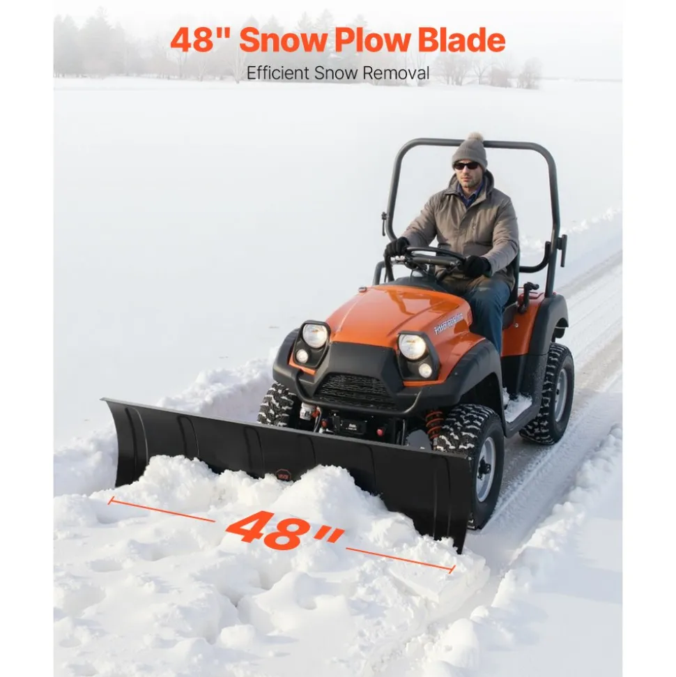 VEVOR Snow Plow Kit, 48in Universal Snow Plow Attachment, Height & Left-Right Adjustable, Quick To Detach, Steel ATV Scrape Blade, 3 Mount Options, Efficient Snows Clearing, for Most ATVs & UTVs