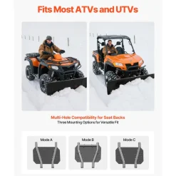 VEVOR Snow Plow Kit, 48in Universal Snow Plow Attachment, Height & Left-Right Adjustable, Quick To Detach, Steel ATV Scrape Blade, 3 Mount Options, Efficient Snows Clearing, for Most ATVs & UTVs