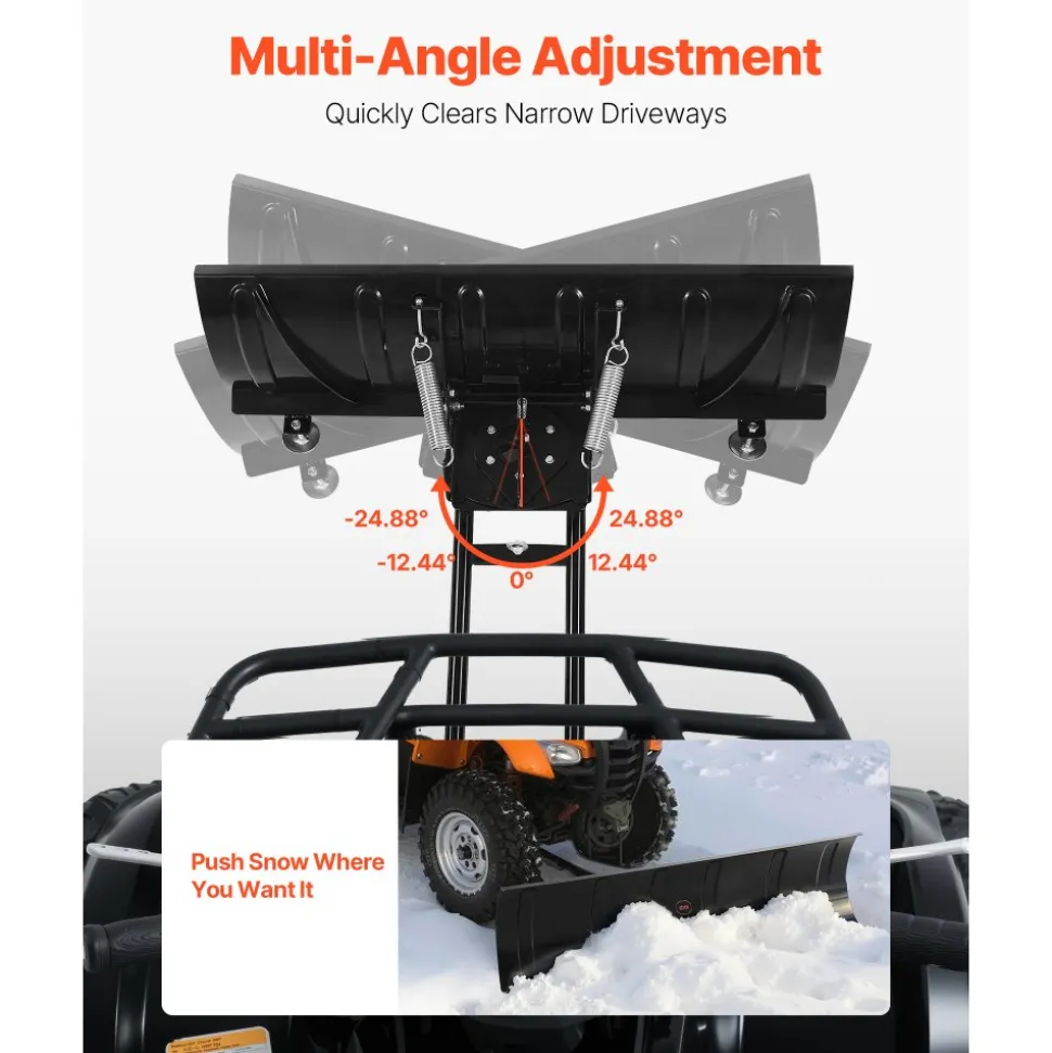 VEVOR Snow Plow Kit, 48in Universal Snow Plow Attachment, Height & Left-Right Adjustable, Quick To Detach, Steel ATV Scrape Blade, 3 Mount Options, Efficient Snows Clearing, for Most ATVs & UTVs