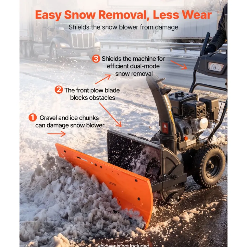 VEVOR Snow Plow Kit 22 to 32 in Width Adjustable Universal Plow Attachment, for Most Snowblowers, Dual-Mode Operation, Quick to Detach, Foldable Steel Scrape Blade, Efficient Snows Clearing, Black