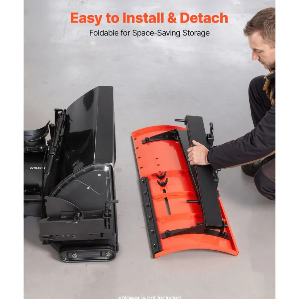 VEVOR Snow Plow Kit 22 to 32 in Width Adjustable Universal Plow Attachment, for Most Snowblowers, Dual-Mode Operation, Quick to Detach, Foldable Steel Scrape Blade, Efficient Snows Clearing, Black