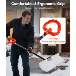 VEVOR Snow Pusher Shovel, 24 in Wide Outdoor Snowplow Shovel with Ergonomic Grip, HDPE Plastic Blade, Winter Shovels with Segmented Handle, Portable Snow Removal Tool for Driveway Garden Camping