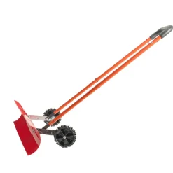 VEVOR Snow Pusher Shovel with Wheels, 24 in Wheeled Snowplow Shovel with Bi-Directional Angled Blade & 90 Degree Adjustable Handle, Metal Winter Shovels, Portable Snow Removal Tool for Driveway Garden