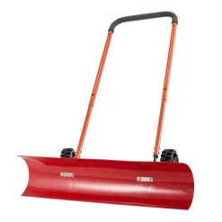 VEVOR Snow Pusher Shovel with Wheels, 24 in Wheeled Snowplow Shovel with Bi-Directional Angled Blade & 90 Degree Adjustable Handle, Metal Winter Shovels, Portable Snow Removal Tool for Driveway Garden