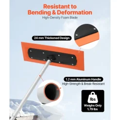 VEVOR Snow Roof Rake, 4ft Long Reach Car Roof Snow Scraper, 17.7 in Foam Blade for No Scratches, Non-Slip Handle, Lightweight Snows Removal Tool for Vehicle Garage Rooftop Leaves Debris Clearing
