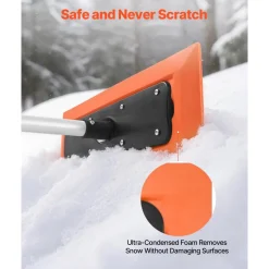 VEVOR Snow Roof Rake, 4ft Long Reach Car Roof Snow Scraper, 17.7 in Foam Blade for No Scratches, Non-Slip Handle, Lightweight Snows Removal Tool for Vehicle Garage Rooftop Leaves Debris Clearing