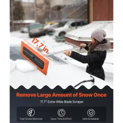 VEVOR Snow Roof Rake, 4ft Long Reach Car Roof Snow Scraper, 17.7 in Foam Blade for No Scratches, Non-Slip Handle, Lightweight Snows Removal Tool for Vehicle Garage Rooftop Leaves Debris Clearing