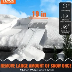 VEVOR Snow Roof Rake, 30ft Reach Aluminium Roof Shovel with Slide Cloth, Premium 19