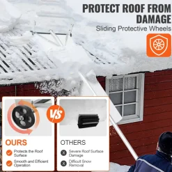 VEVOR Snow Roof Rake, 30ft Reach Aluminium Roof Shovel with Slide Cloth, Premium 19