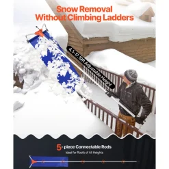 VEVOR Snow Roof Rake, 17 in Aluminum Blade, 4.1-17.2 ft Adjustable Roof Snow Scraper with Wheels & Slide, Lightweight Snows Removal Tool for House Rooftop Leaves Debris Clearing