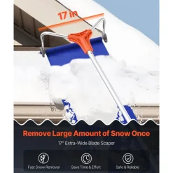 VEVOR Snow Roof Rake, 17 in Aluminum Blade, 4.1-17.2 ft Adjustable Roof Snow Scraper with Wheels & Slide, Lightweight Snows Removal Tool for House Rooftop Leaves Debris Clearing