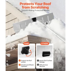 VEVOR Snow Roof Rake, 26 in Aluminum Blade, 7.5-20 ft Adjustable Roof Snow Scraper with Wheels, Anti-Slip Handle Snows Removal Tool, Lightweight House Rooftop Rake for Leaves Debris Removal