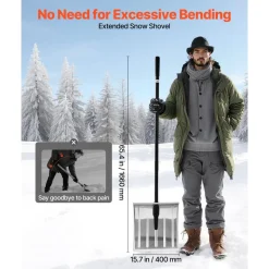VEVOR Snow Shovel for Driveway, 16 in Wide Aluminum Alloy Snow Shovel, Non Slip Grip, Large Capacity Snowplow Shovels, Detachable & Lightweight Snows Removal Tool for Garden Car Camping Outdoors
