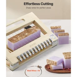 VEVOR Soap Cutter, Cut 1-12 Bars, Precisely and Accurately Cut 1" Bars, Wood Frame With Stainless Steel Wire, with Extra Wires, Multi Handmade Soap Wire Cutter for Candles, DIY Making Cutting Tool