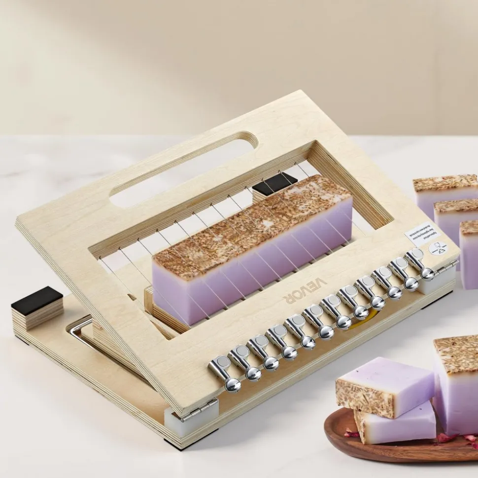 VEVOR Soap Cutter, Cut 1-12 Bars, Precisely and Accurately Cut 1" Bars, Wood Frame With Stainless Steel Wire, with Extra Wires, Multi Handmade Soap Wire Cutter for Candles, DIY Making Cutting Tool