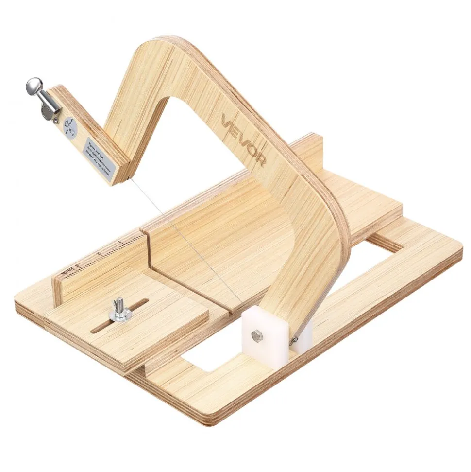 VEVOR Soap Cutter, 0-2 inch Adjustable Thickness, Wood Soap Slicer with Stainless Steel Adjustable Wire Tension, with Extra Wires, Multi Handmade Cutter for Candles, DIY Making Cutting Tool