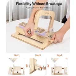 VEVOR Soap Cutter, 0-2 inch Adjustable Thickness, Wood Soap Slicer with Stainless Steel Adjustable Wire Tension, with Extra Wires, Multi Handmade Cutter for Candles, DIY Making Cutting Tool