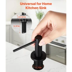 VEVOR Soap Dispenser for Kitchen Sink, Stainless Steel Built in Sink Soap Dispenser with 17OZ Refillable Bottle, Countertop Dish Soap-Dispenser with 360° Rotation Pump Head, for Kitchen Bathroom