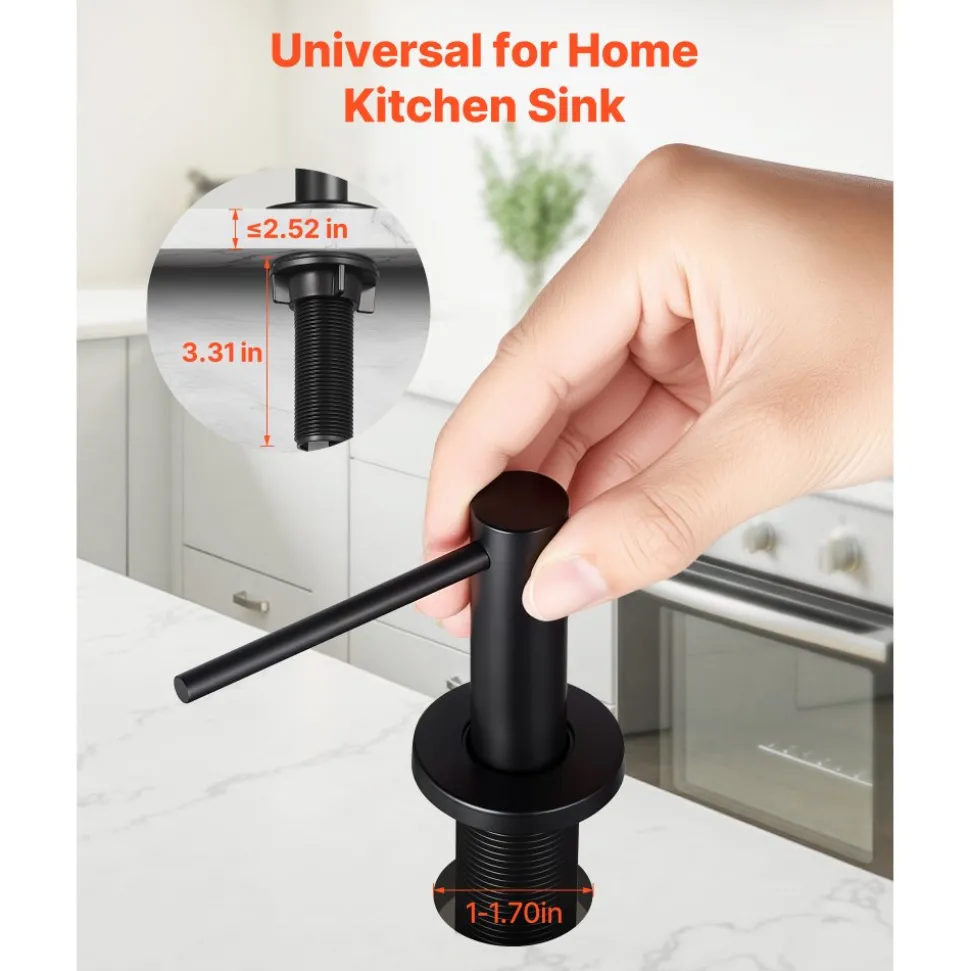VEVOR Soap Dispenser for Kitchen Sink, Stainless Steel Built in Sink Soap Dispenser with 17OZ Refillable Bottle, Countertop Dish Soap-Dispenser with 360° Rotation Pump Head, for Kitchen Bathroom