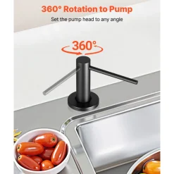 VEVOR Soap Dispenser for Kitchen Sink, Stainless Steel Built in Sink Soap Dispenser with 17OZ Refillable Bottle, Countertop Dish Soap-Dispenser with 360° Rotation Pump Head, for Kitchen Bathroom