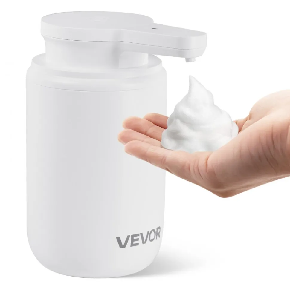 VEVOR Soap Dispenser, 300 ml / 10 oz, Rechargeable Automatic Hand Soap Dispenser with Pump, 2 Adjustable Levels, Modern Touchless Liquid Foam Container with Indicator for Bathroom and Kitchen, White