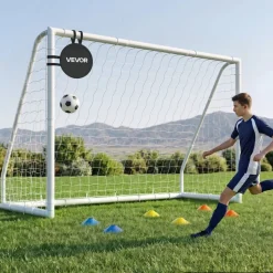 VEVOR Soccer Goal 10 x 6.5 FT PVC Soccer Goal for Backyard with PE Net, Portable & Weatherproof Set, with High-Strength PE Net, Target, Cones, for Kids & Adults Outdoor Backyard Practice Training