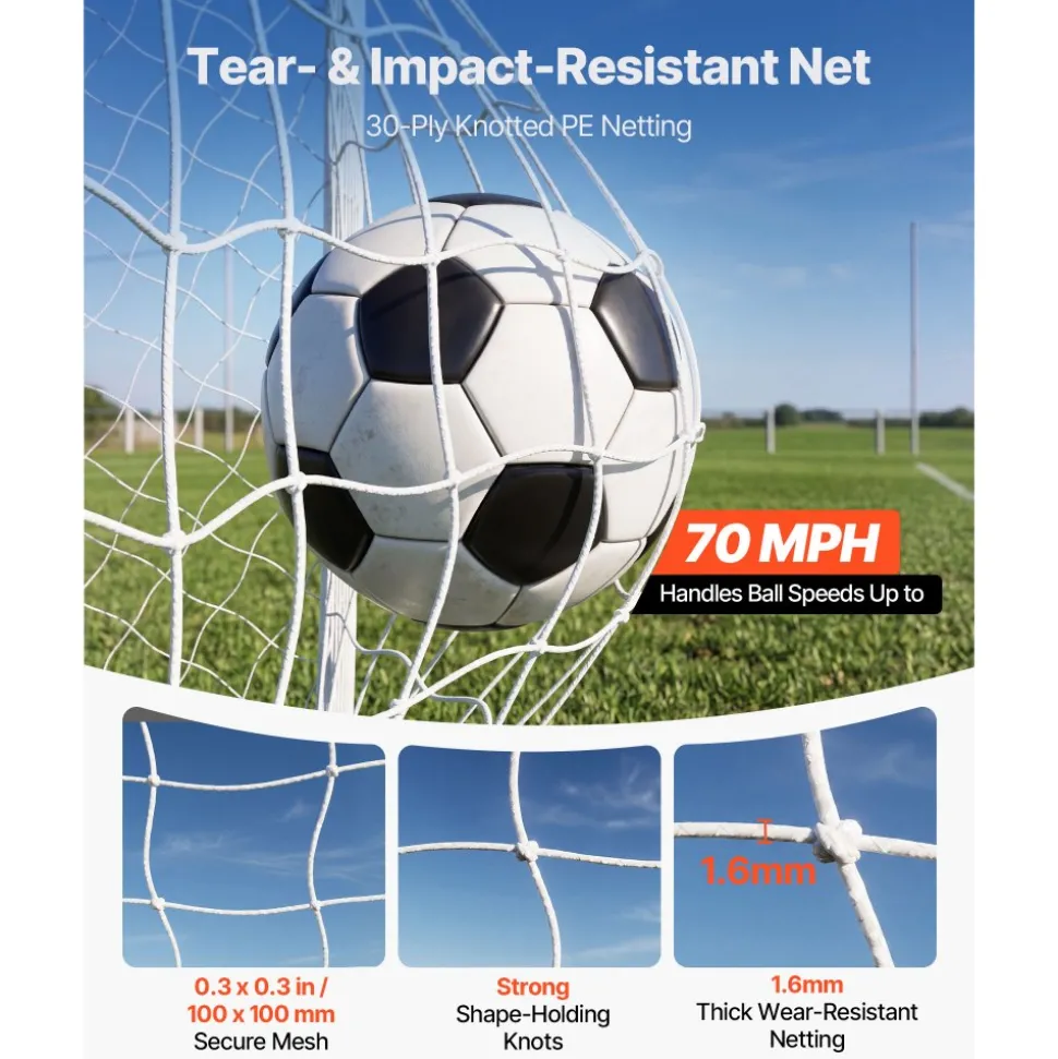 VEVOR Soccer Goal 8 x 6 FT PVC Soccer Goal for Backyard with PE Net, Portable Weatherproof Set, with High-Strength PE Net, Target, Cones, for Youth Kids & Adults Outdoor Backyard Practice Training