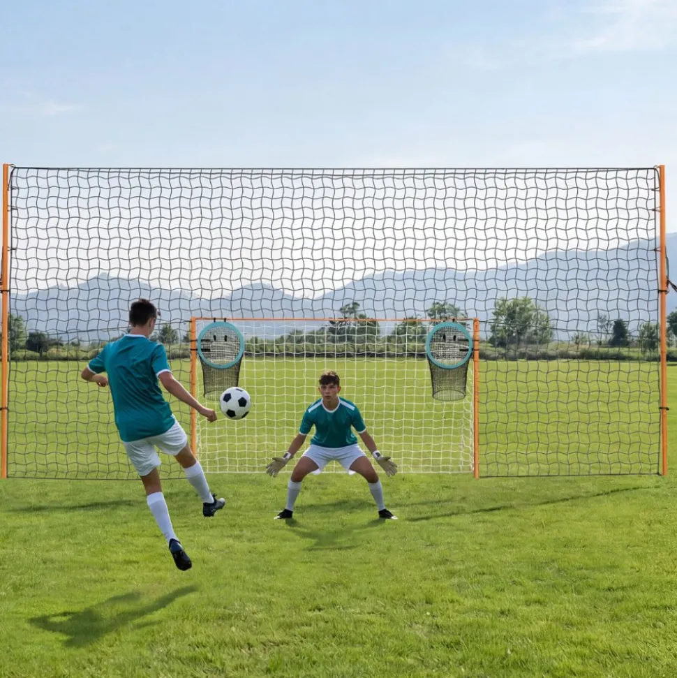 VEVOR Soccer Goal 9 x 5 FT Soccer Goal for Backyard with Iron Frame PE Net, Durable Backstop, Target Net, Ground Stakes, Ropes, for Youth & Adults, Outdoor Sports, Backyard Practice Training Games