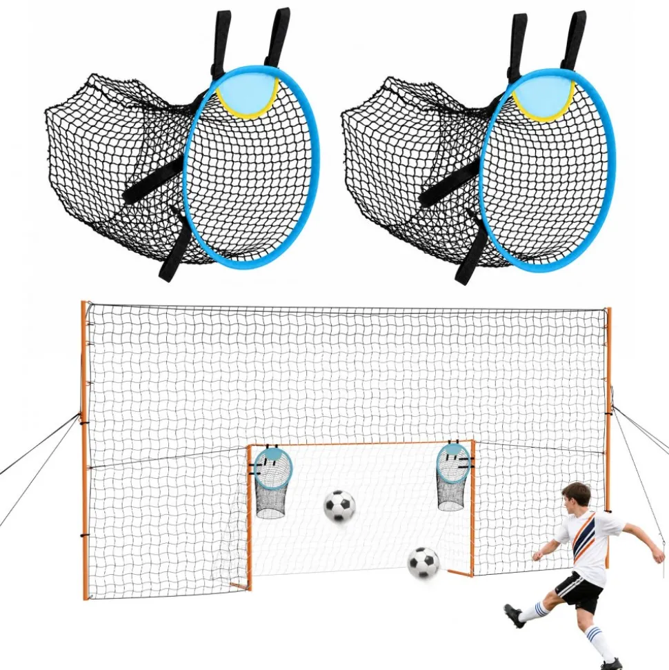 VEVOR Soccer Goal 9 x 5 FT Soccer Goal for Backyard with Iron Frame PE Net, Durable Backstop, Target Net, Ground Stakes, Ropes, for Youth & Adults, Outdoor Sports, Backyard Practice Training Games