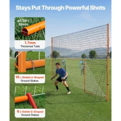 VEVOR Soccer Goal 9 x 5 FT Soccer Goal for Backyard with Iron Frame PE Net, Durable Backstop, Target Net, Ground Stakes, Ropes, for Youth & Adults, Outdoor Sports, Backyard Practice Training Games