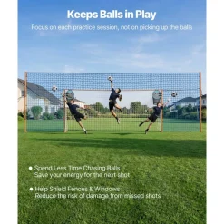 VEVOR Soccer Goal 16 x 7 FT Soccer Goal for Backyard with Iron Frame PE Net, Durable Backstop, Target Net, Ground Stakes, Ropes, for Youth & Adults, Outdoor Sports, Backyard Games, Practice Training
