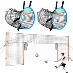 VEVOR Soccer Goal 16 x 7 FT Soccer Goal for Backyard with Iron Frame PE Net, Durable Backstop, Target Net, Ground Stakes, Ropes, for Youth & Adults, Outdoor Sports, Backyard Games, Practice Training