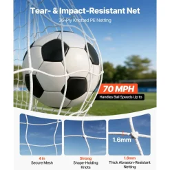 VEVOR Soccer Goal 16 x 7 FT Soccer Goal for Backyard with Iron Frame PE Net, Durable Backstop, Target Net, Ground Stakes, Ropes, for Youth & Adults, Outdoor Sports, Backyard Games, Practice Training