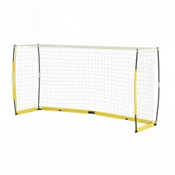 VEVOR Soccer Goal 12 x 6 FT Soccer Net for Backyard Collapsible Base Yellow, Portable & Quick Setup, with Metal Base, Carry Bag, Ground Stakes, for Youth & Adults Outdoor Backyard Practice Training