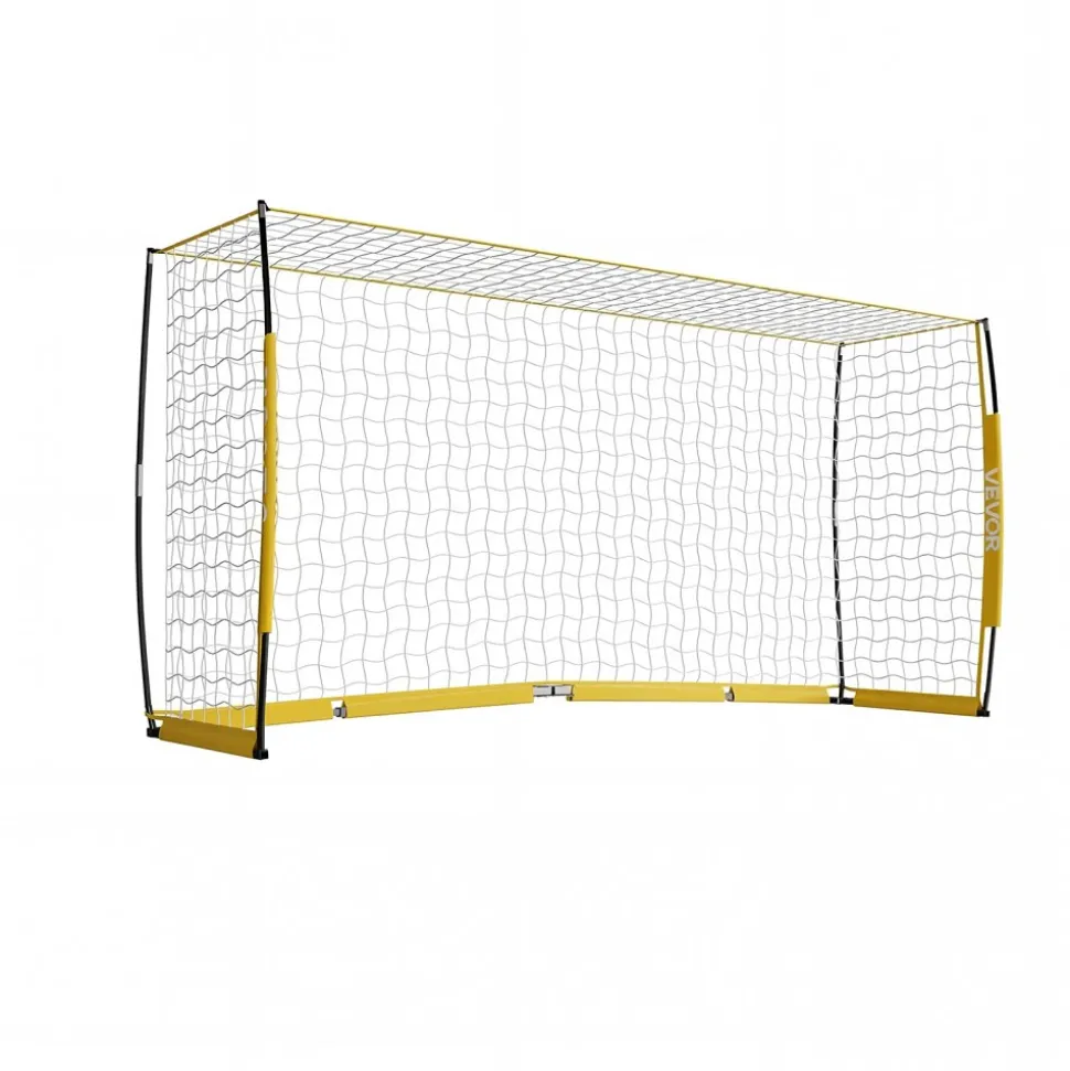 VEVOR Soccer Goal 12 x 6 FT Soccer Net for Backyard Collapsible Base Yellow, Portable & Quick Setup, with Metal Base, Carry Bag, Ground Stakes, for Youth & Adults Outdoor Backyard Practice Training