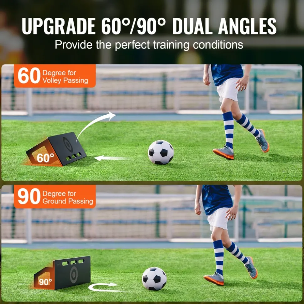 VEVOR Soccer Rebounder Board, 32"X12" Portable Soccer Wall with 2 Angles Rebound, Foldable HDPE Kickback Rebound Board, Soccer Training Equipment for Kids and Adults, Passing & Shooting Practice