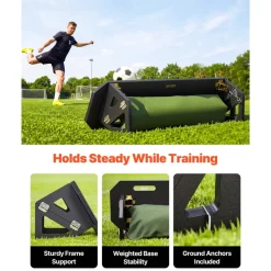 VEVOR Soccer Rebounder Board, 40 x 12 in Portable Soccer Rebound Wall, HDPE Sports Kick Back Trainer, 3 Adjustable Angles, Easy Setup Ball Practice Training Equipment for Passing & Reaction Skills